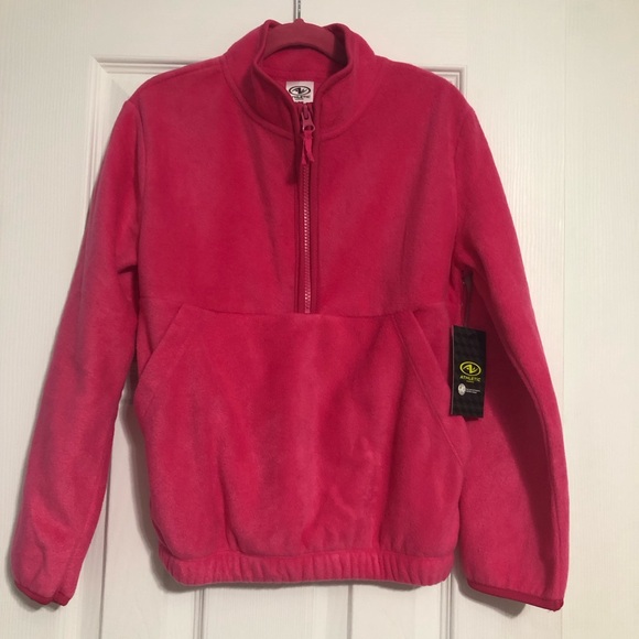 Athletic‎ Works NWT quarter zip fleece size 7/8 girls pink pullover super soft - Picture 1 of 12